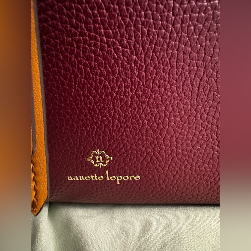 Nanette Lepore Maroon and Mustard Leather Purse